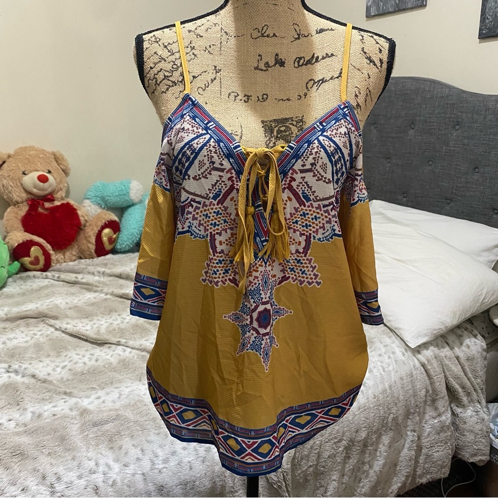 Colorful off the shoulder blouse